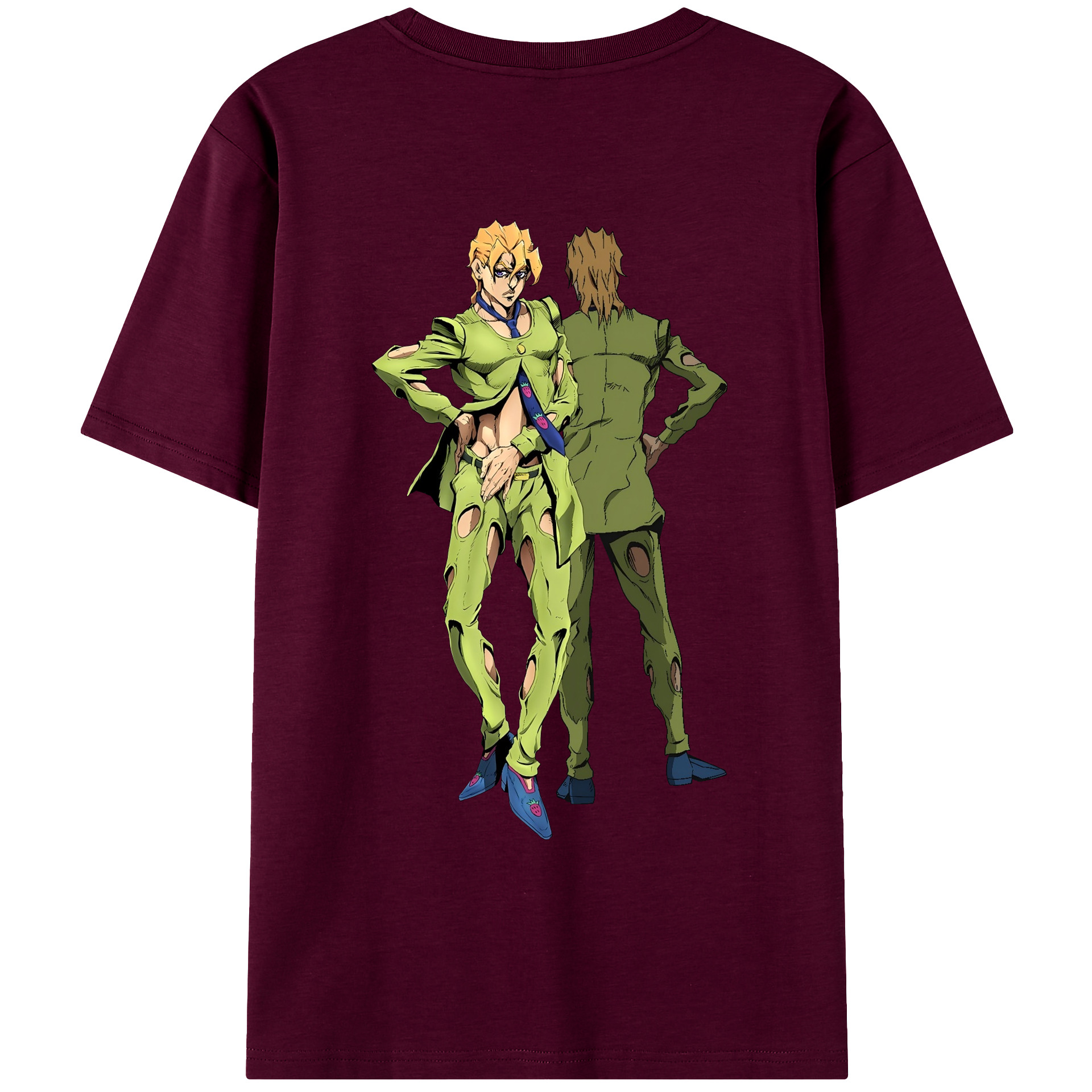 （画像用） ジョジョの奇妙な冒険 パンナコッタ?フー JoJo's Bizarre Adventure Pannacotta Fugo レディース半袖Tシャツ(バックプリント)